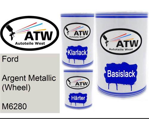 Ford, Argent Metallic (Wheel), M6280: 500ml Lackdose + 500ml Klarlack + 250ml Härter - Set, von ATW Autoteile West.